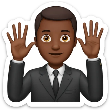 dark-skinned man waving hand with seven fingers emoji style sticker