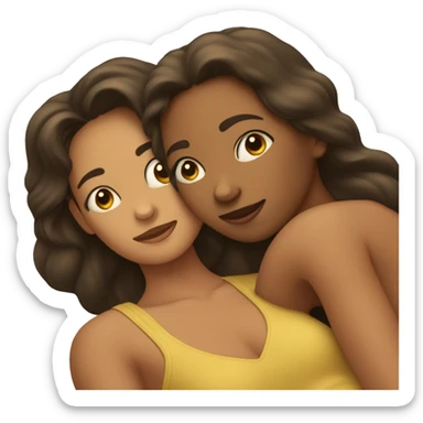 one girl lies on another’s one back sticker