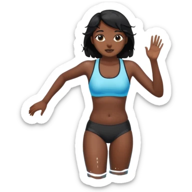 A girl swimming in Goan ocean. Girl should have black hair, clothes should be shorts and tank top or sports bra because she is indian sticker