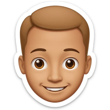 Funny caricature style cartoon, big head small body, happy face sticker