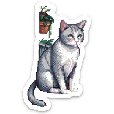 sad cat waiting for owner outside on balcony during rain sticker