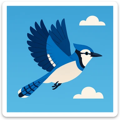 Flat design style blue jay in the sky sticker