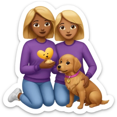lesbian couple with brown and golden dog sticker