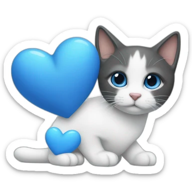 blue love, white love, cat, love sticker