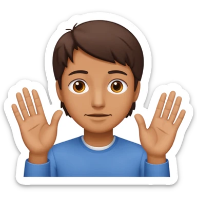 A face squinted eyes and hands out to the side so it’s doing the gen z “I’m talkin bout innit” sticker