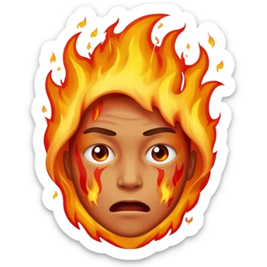 Make an emoji of a person tearing themself apart with flames and their on fire sticker