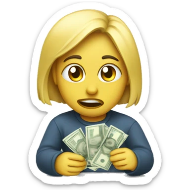 wiping tears with money sticker