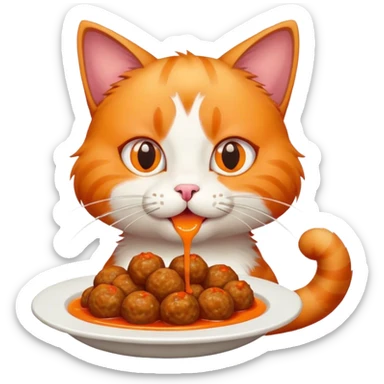 Cat eating meatballs  sticker