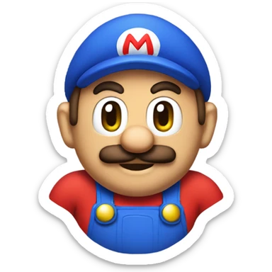 Man wearing giant Mario costume head  sticker
