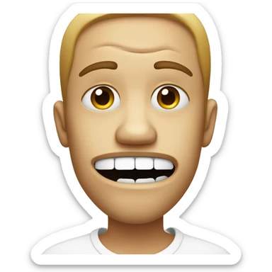 A frowny face with a chipped tooth sticker