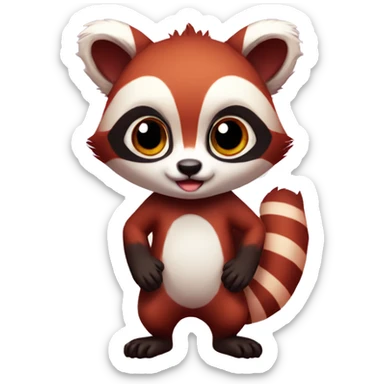 Cute red raccoon-panda-lemur-hybrid full body sticker