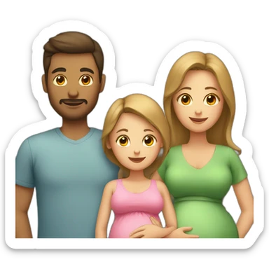 pregnant mom and dad and child sticker