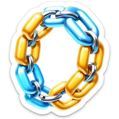 Apple iOS emoji style glowing chain link, glossy 3D, soft lighting, clean gradient background, ultra realistic sticker