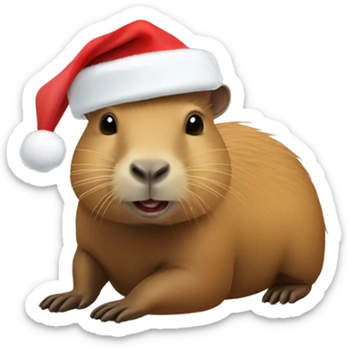Capybara wearing a Santa hat sticker