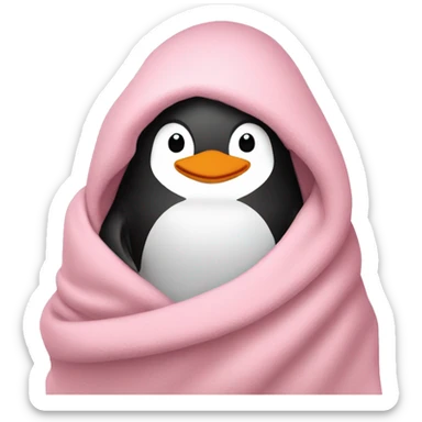 Cozy penguin in light pink blanket  sticker