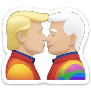 trump-and-putin-kissing,-lgbtq+ friendly, positivity, inclusiveness sticker
