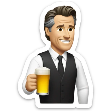 Gavin Newsom drinking a beer sticker