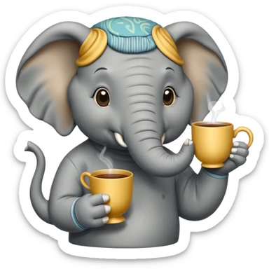elephant with tea cup sticker