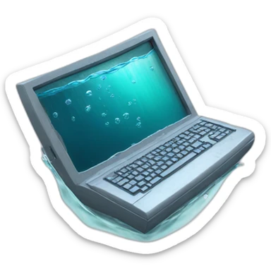 computer inside water sticker