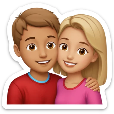 A Cute boy kissing a cute girl sticker