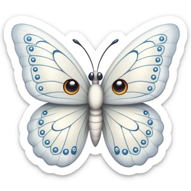 white butterfly with cute happy eyes sticker