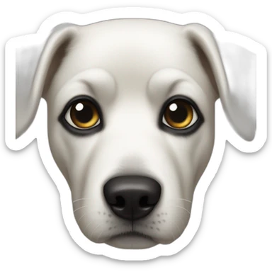 60 pound white dog with black face patch on right eye sticker