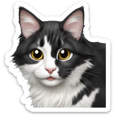 Happy black and white maincoon cat sticker