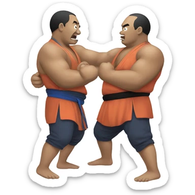 Two sumos fighting sticker