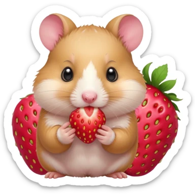 hamster eating strawberries sticker
