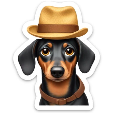 Weiner dog wearing a hat sticker