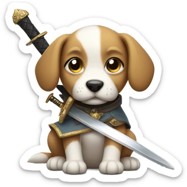 Puppy with a sword sticker