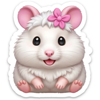 White pretty hamster emoji sticker
