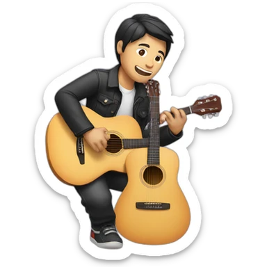 Asian man playing a guitar sticker