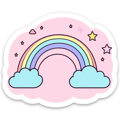 dreamy pastel pink rainbow with stars and sparkles sticker