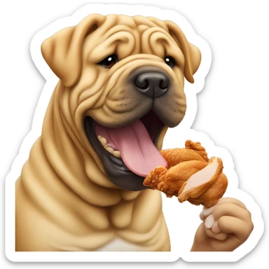 Shar pei eating chicken sticker