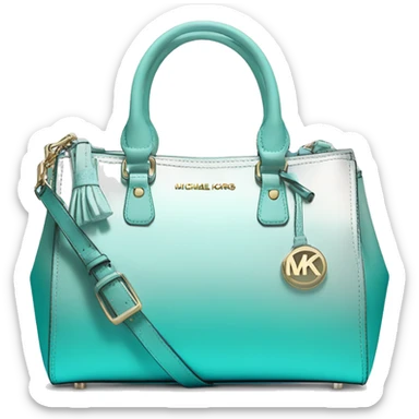 Realistic isolated metallic tiffany blue ombre Michael Kors satchel purse.  sticker