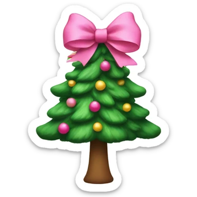 Christmas tree with a pink bow on top  sticker
