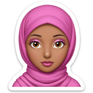 Pretty girl with pink hijab and brown skin with long eye lashes and lipgloss sticker