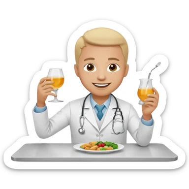 ligth doctor eating in a table full body sticker