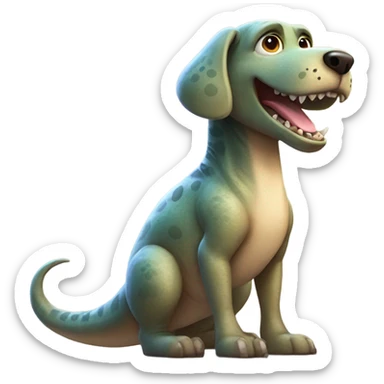 Dog riding dinosaur  sticker