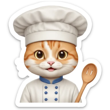 cute chef cat head sticker