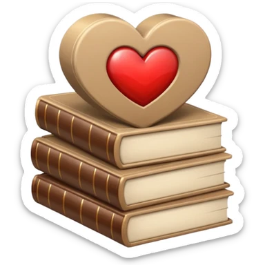 beige books and brown heart sticker