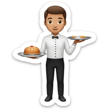 a waiter with a tray sticker