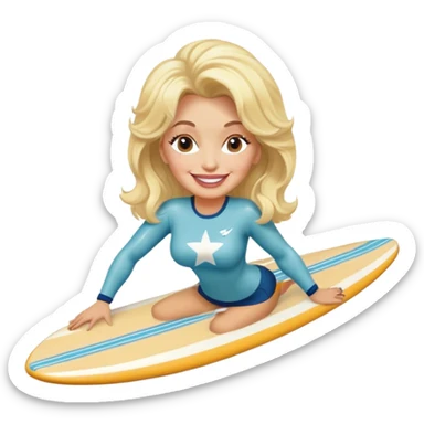 dolly parton on a surf board sticker