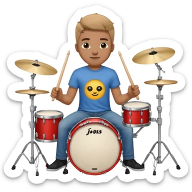 drummer at drum kit sticker