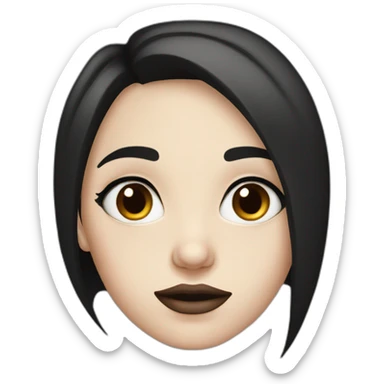 Pale girl with dark brown eyes, black hair and wide lips sticker