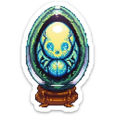 cranial, eye, MRI, SCAN, egg, embryonic, inside of glass egg, alien, eerie, otherworldly, crystal egg sticker