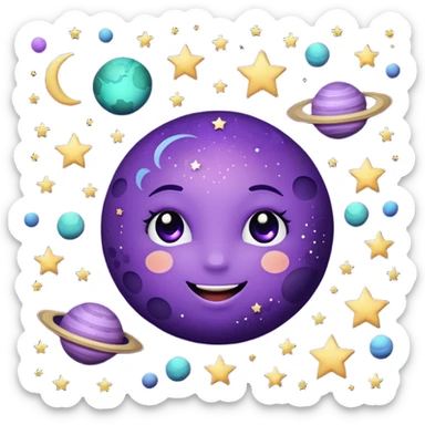dark matter stars and moons planets and happyness dark purple glitter sticker