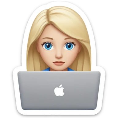 Change emoji of woman technologist with mac laptop (code U+1F469 U+1F3FB U+200D U+1F4BB) to blonde blue eyed. dont change other features sticker
