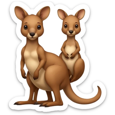 A kangaroo which has its baby kangaroo in its pouch(marsupium) sticker